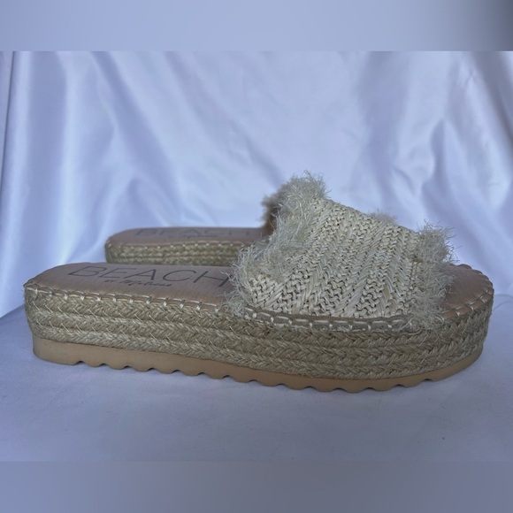 Matisse Seashell Cream Raffia Platform Slides 9 - Picture 6 of 10